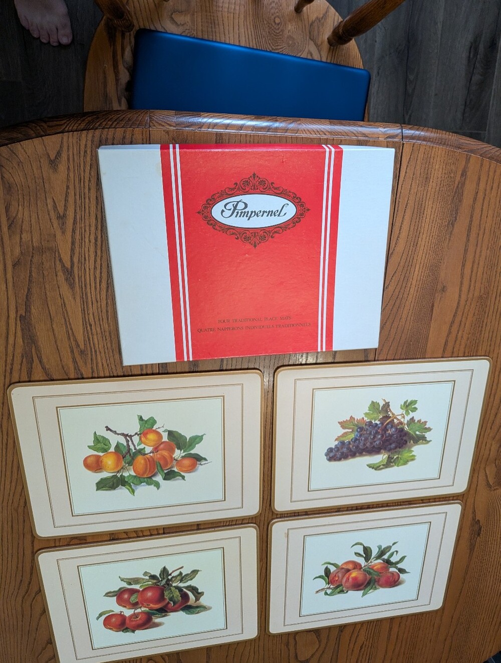 Vintage 90’s Set of 4  Fruit Print Placemats -  Back Cork. GUC.